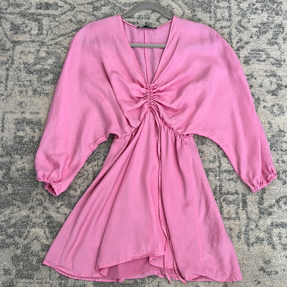 ZARA PINK SILK SATIN MINI DRESS XS